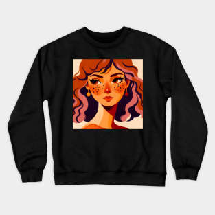 Redhead woman face with freckles portrait art Crewneck Sweatshirt